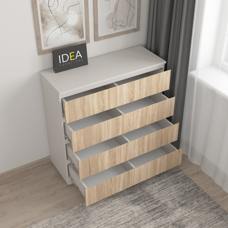 Комод на 4 шухляди без ручок Б-8.1 Кашемір - Дуб Сонома