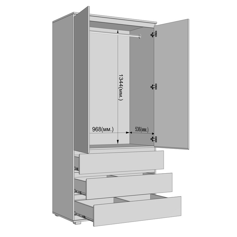 Шафа зі штангою без ручок Б-2.1 Дуб Крафт - Вугільний Камінь
