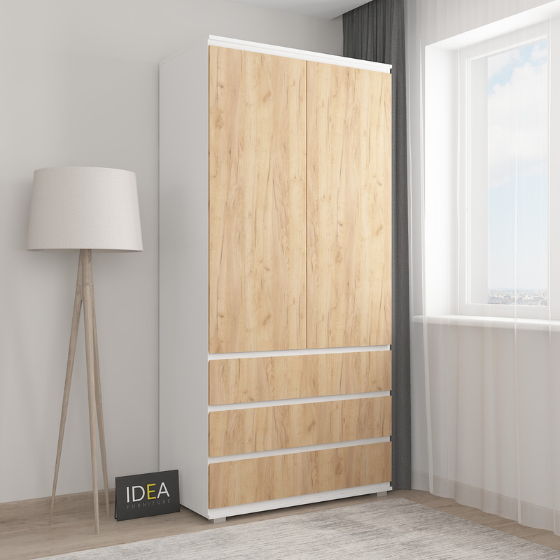 Шафа зі штангою без ручок Б-2 білий - дуб крафт