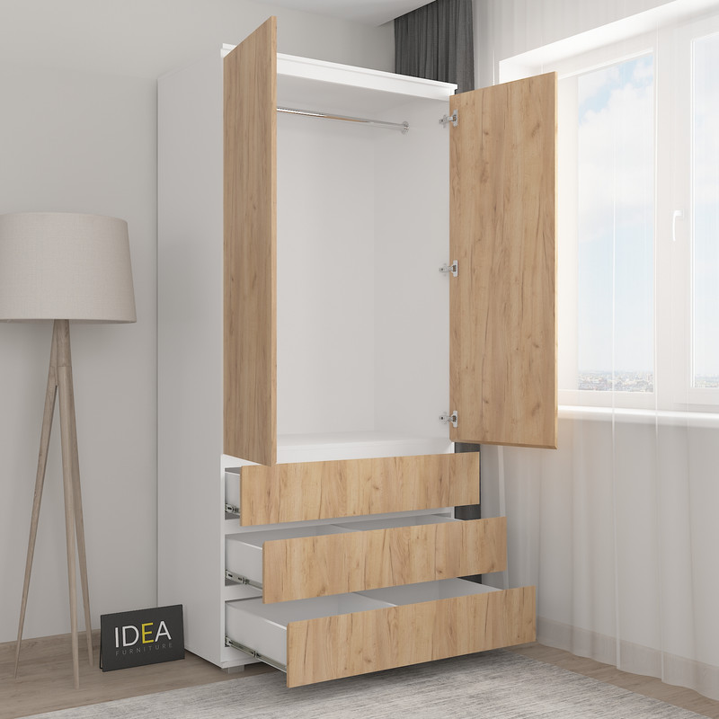 Шафа зі штангою без ручок Б-2 білий - дуб крафт