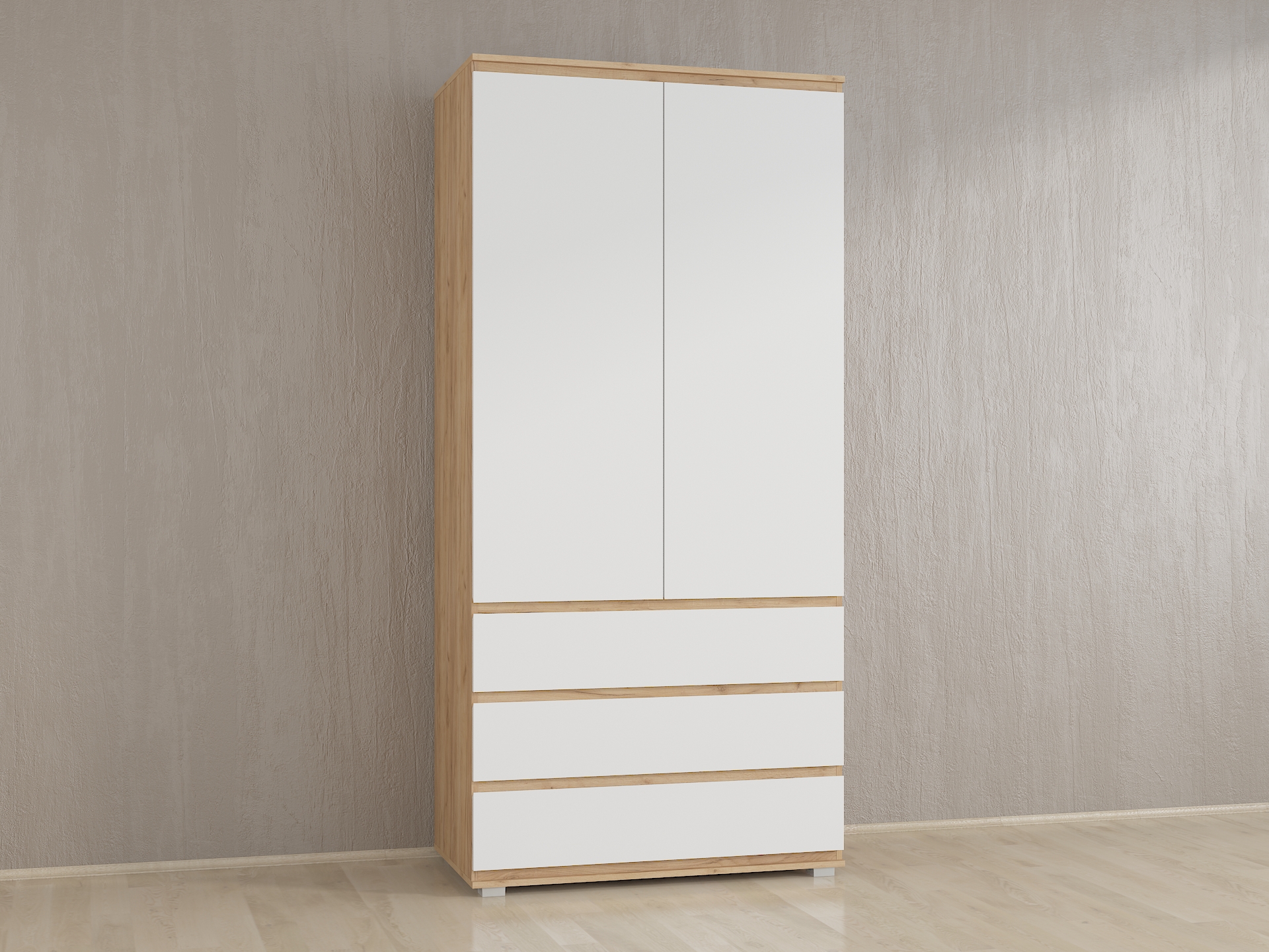 Шафа зі штангою без ручок Б-2 дуб крафт - білий