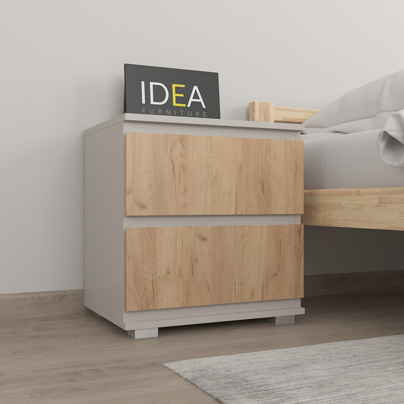 Приліжкова тумба на 2 ящика без ручок Б-7.1 Кашемір - Дуб Крафт