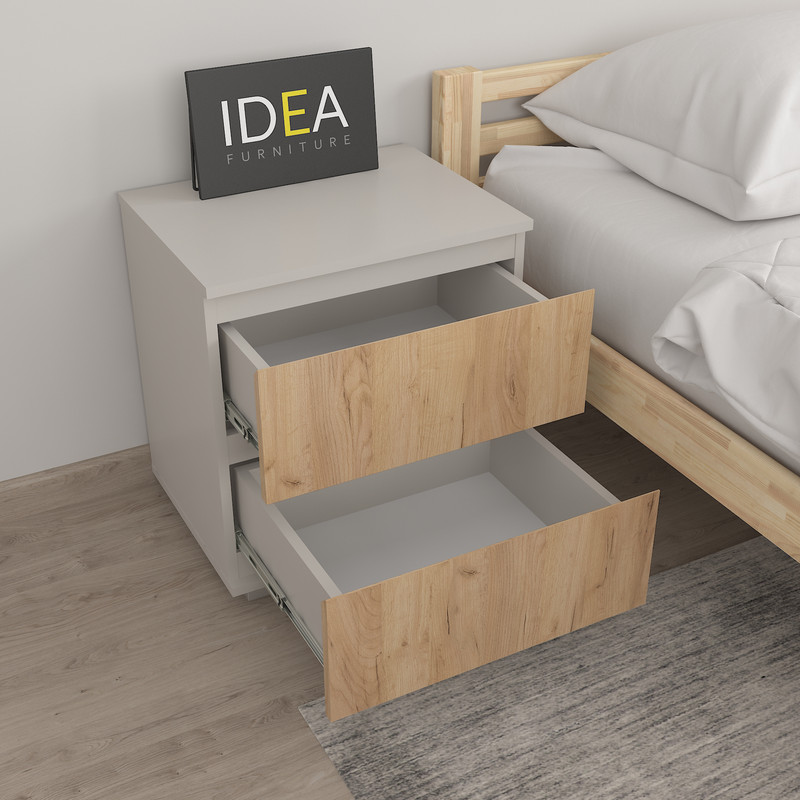 Приліжкова тумба на 2 ящика без ручок Б-7.1 Кашемір - Дуб Крафт