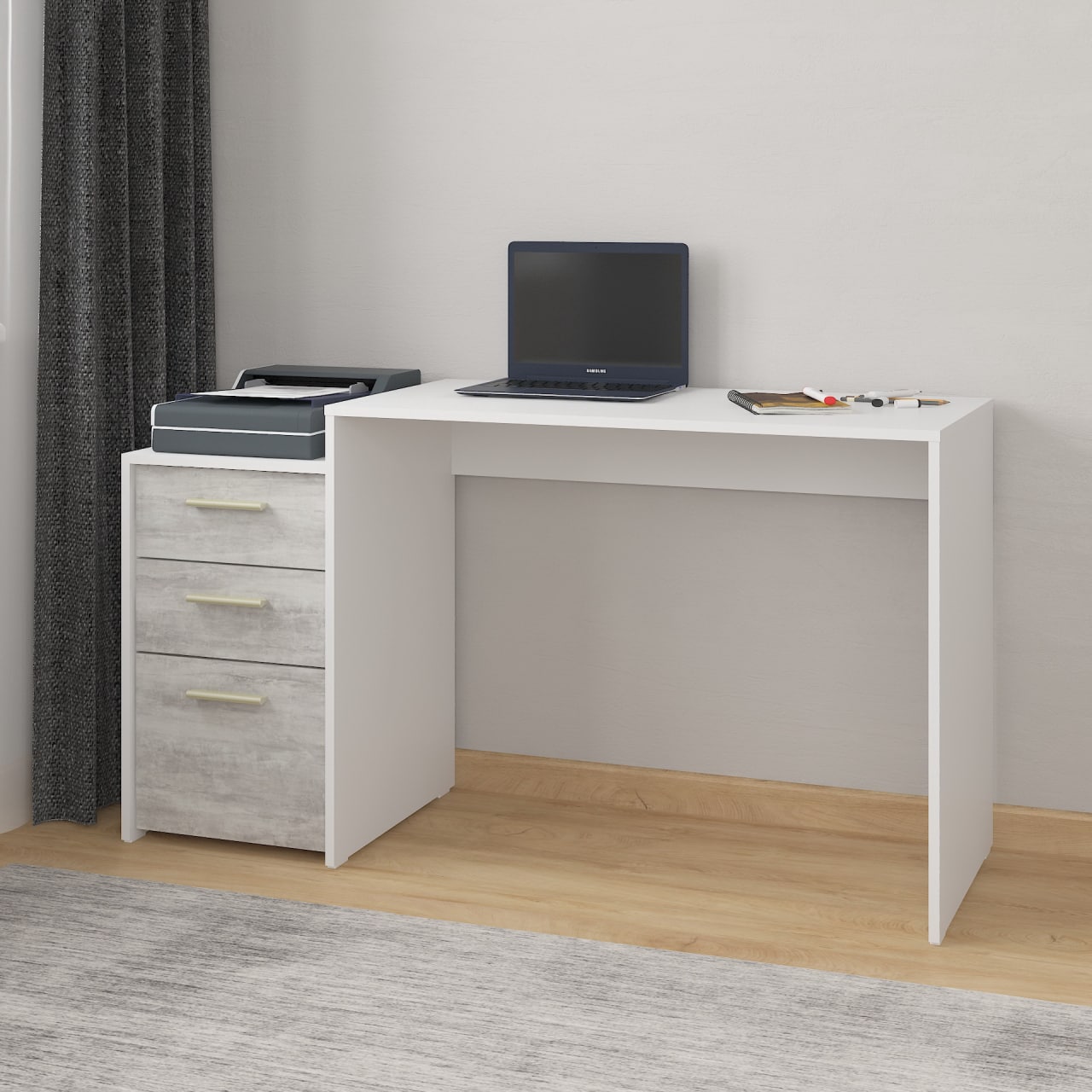 Комп'ютерний стіл А-187 бетон-білий