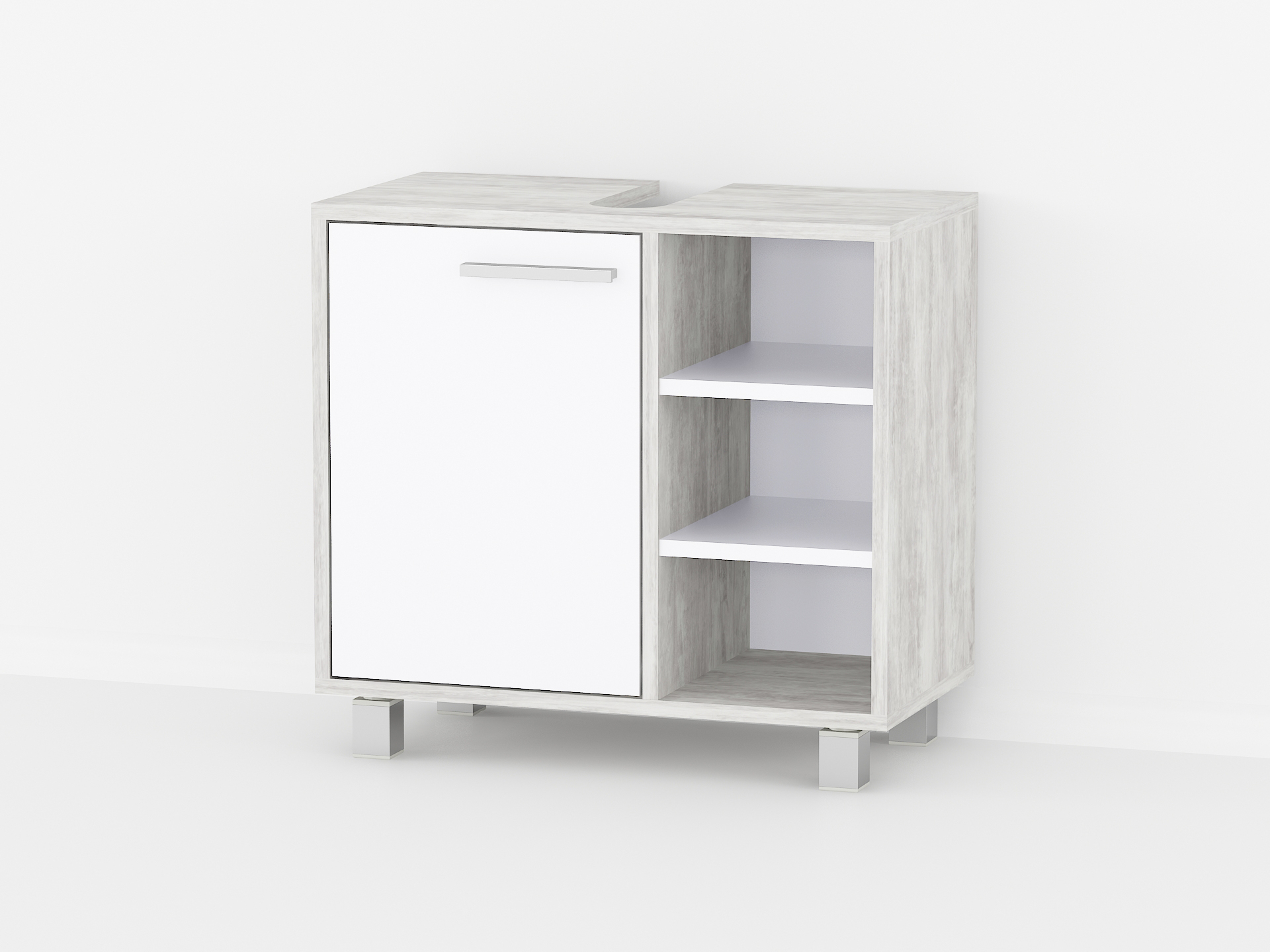 Шафа під умивальник з полками А-65 бетон-білий