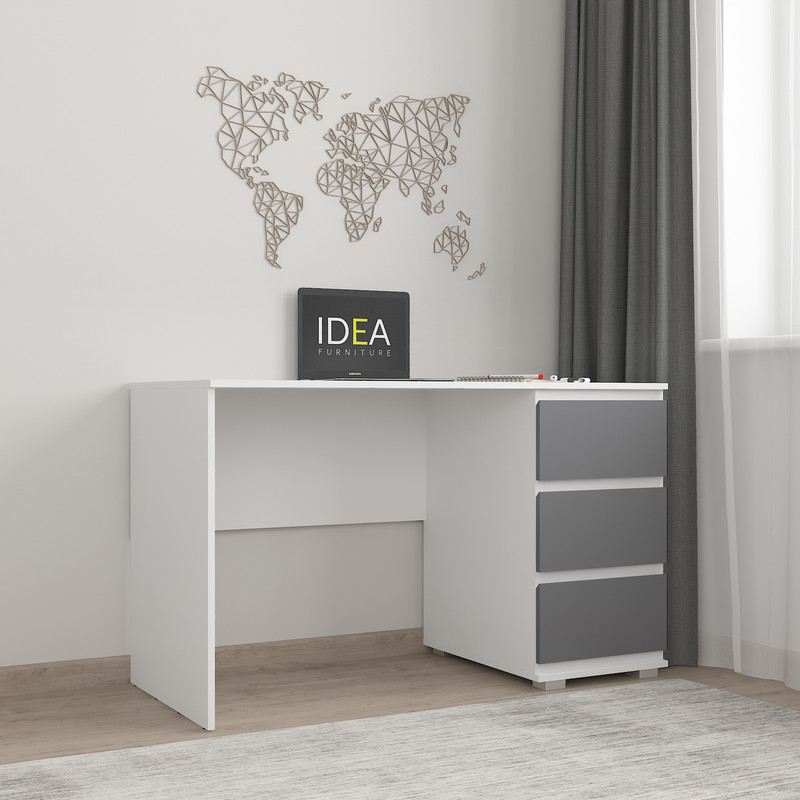 Стіл комп'ютерний на 3 ящики Б-5 Білий - Антрацит