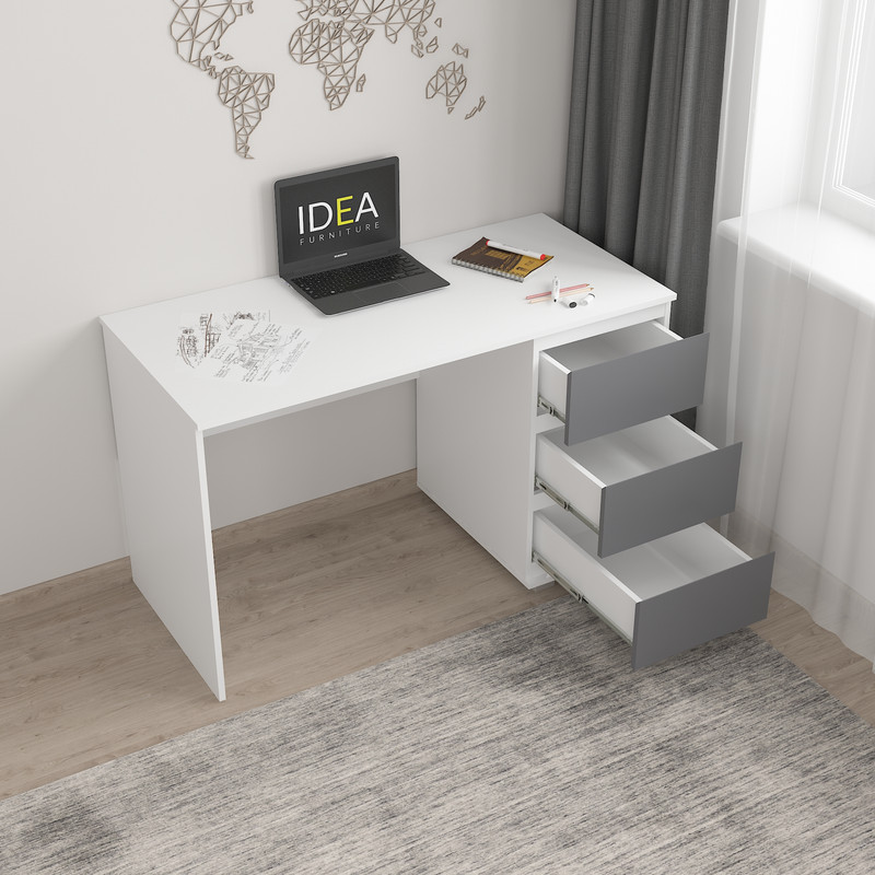 Стіл комп'ютерний на 3 ящики Б-5 Білий - Антрацит