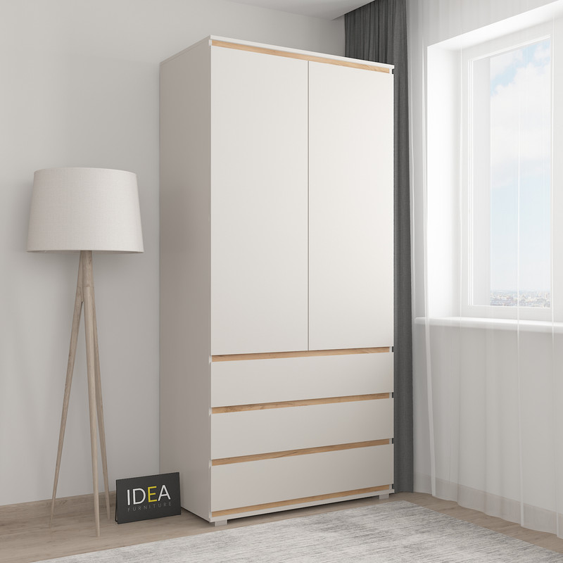 Шафа зі штангою без ручок Б-2.1 Кашемір - Дуб Крафт планки