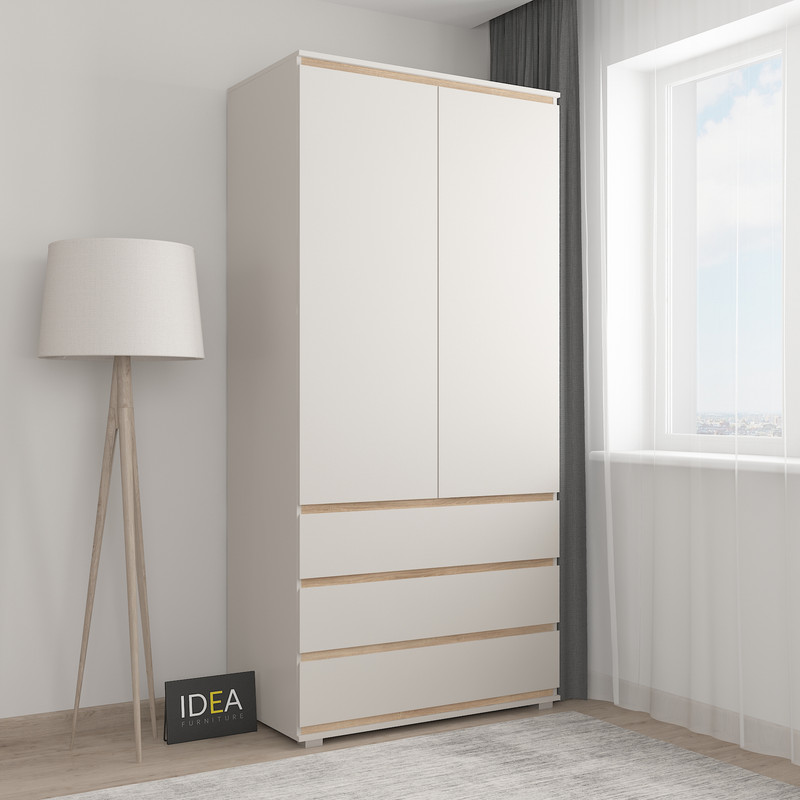 Шафа зі штангою без ручок Б-2.1 Кашемір - Дуб Сонома планки