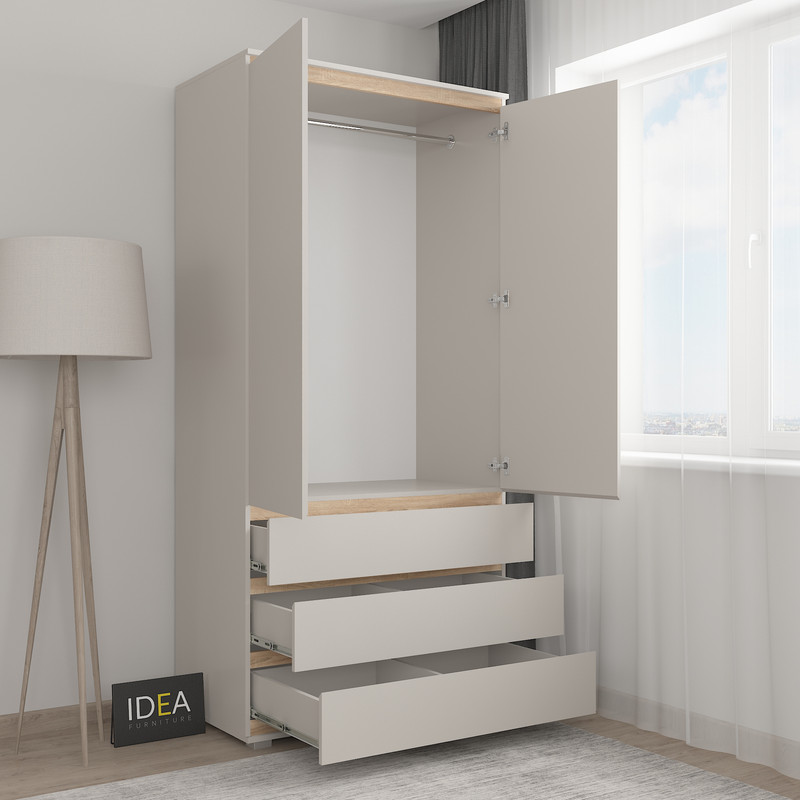 Шафа зі штангою без ручок Б-2.1 Кашемір - Дуб Сонома планки