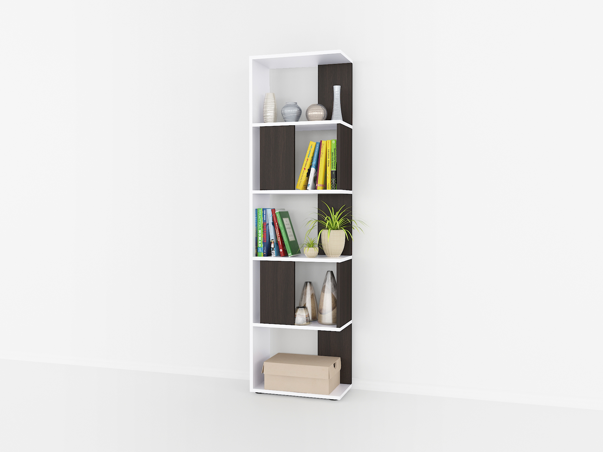 Книжкова полиця А-73 венге темний-білий