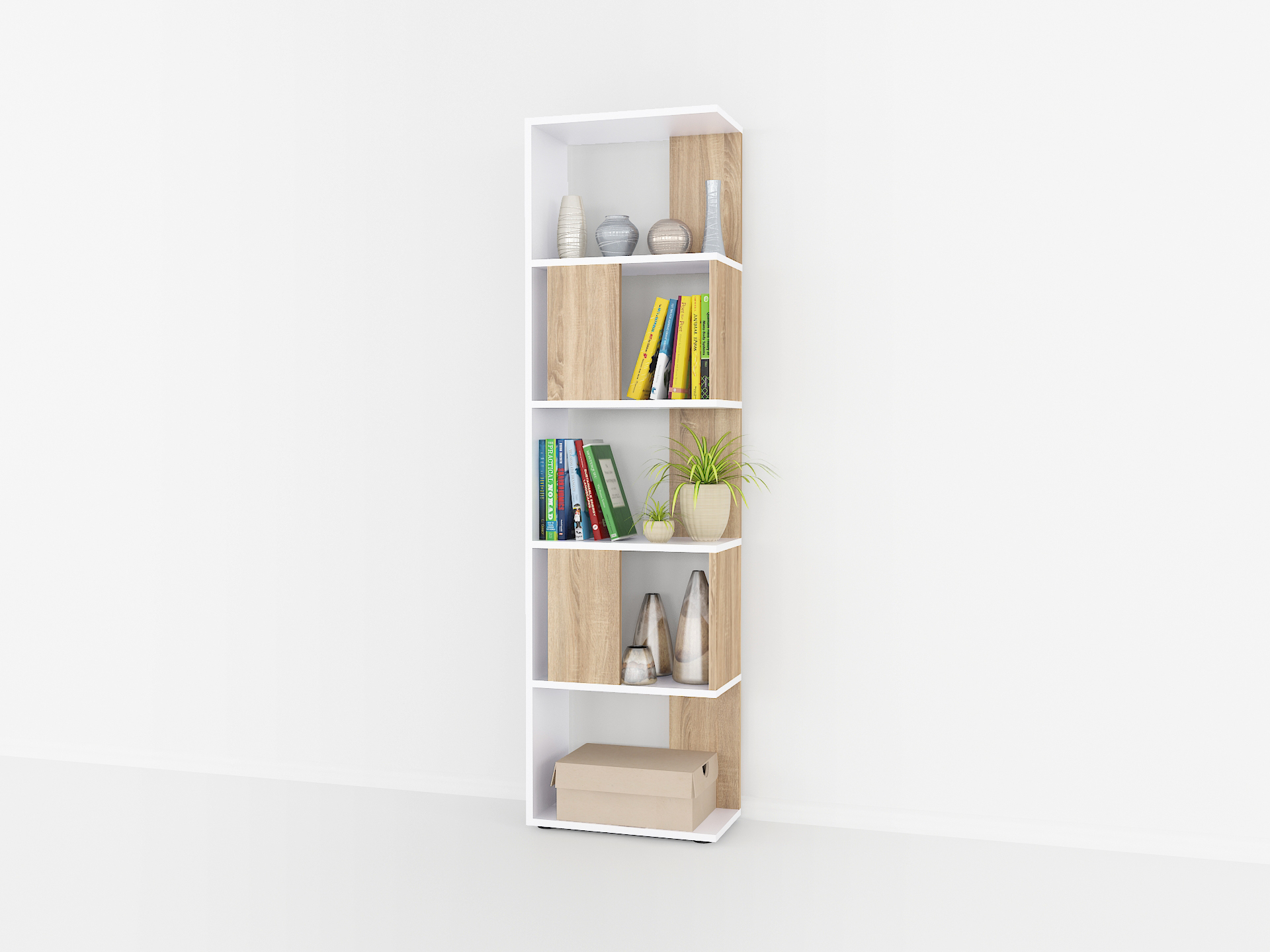 Книжкова полиця А-73 дуб сонома - білий