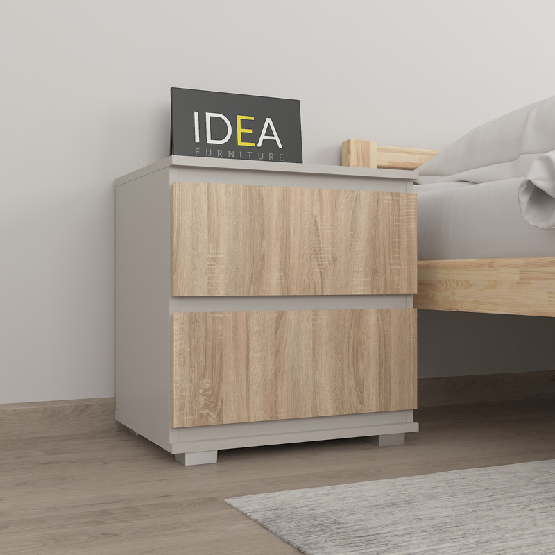 Приліжкова тумба на 2 ящика без ручок Б-7.1 Кашемір - Дуб Сонома