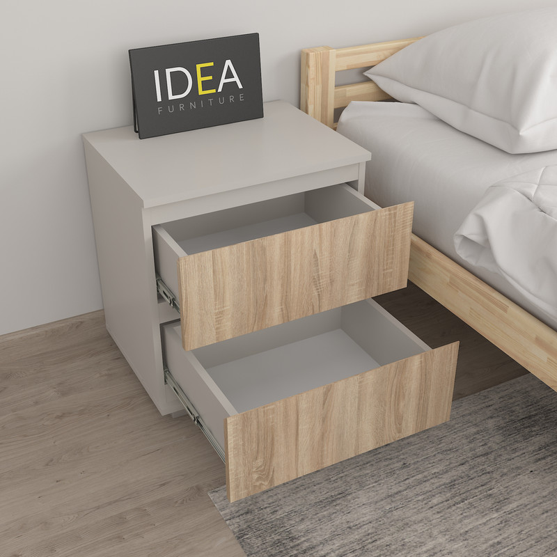 Приліжкова тумба на 2 ящика без ручок Б-7.1 Кашемір - Дуб Сонома