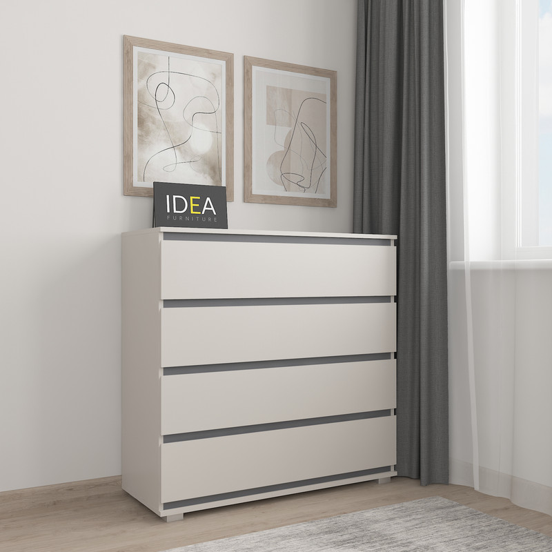 Комод на 4 шухляди без ручок Б-8.1 Кашемір - Антрацит планки