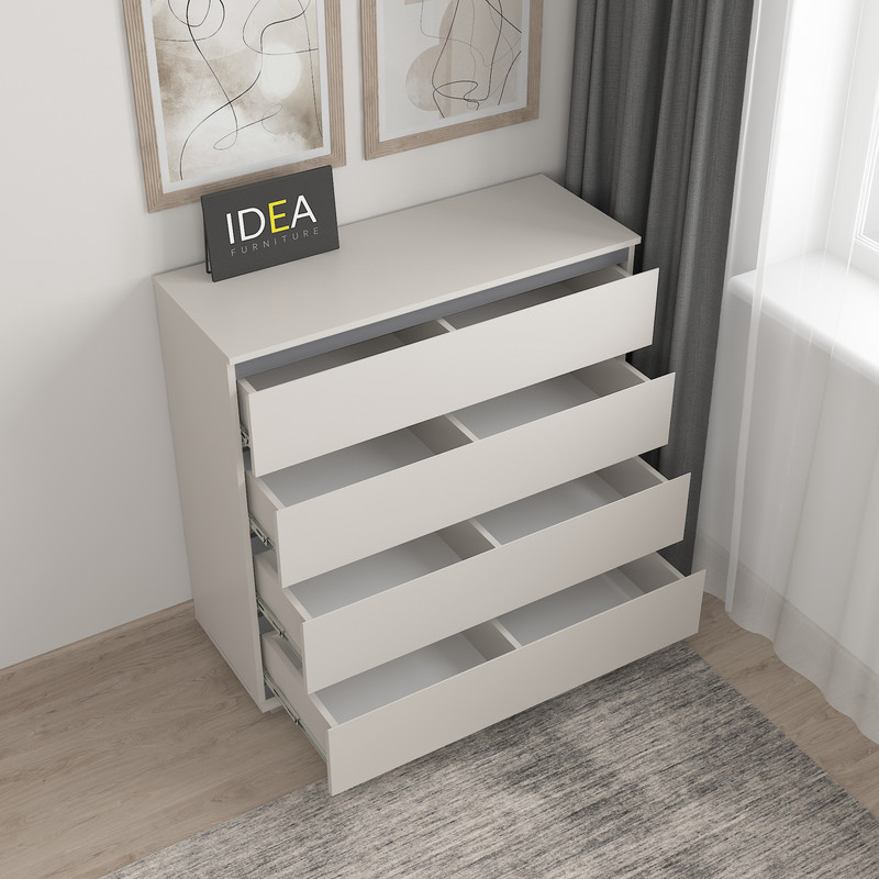 Комод на 4 шухляди без ручок Б-8.1 Кашемір - Антрацит планки