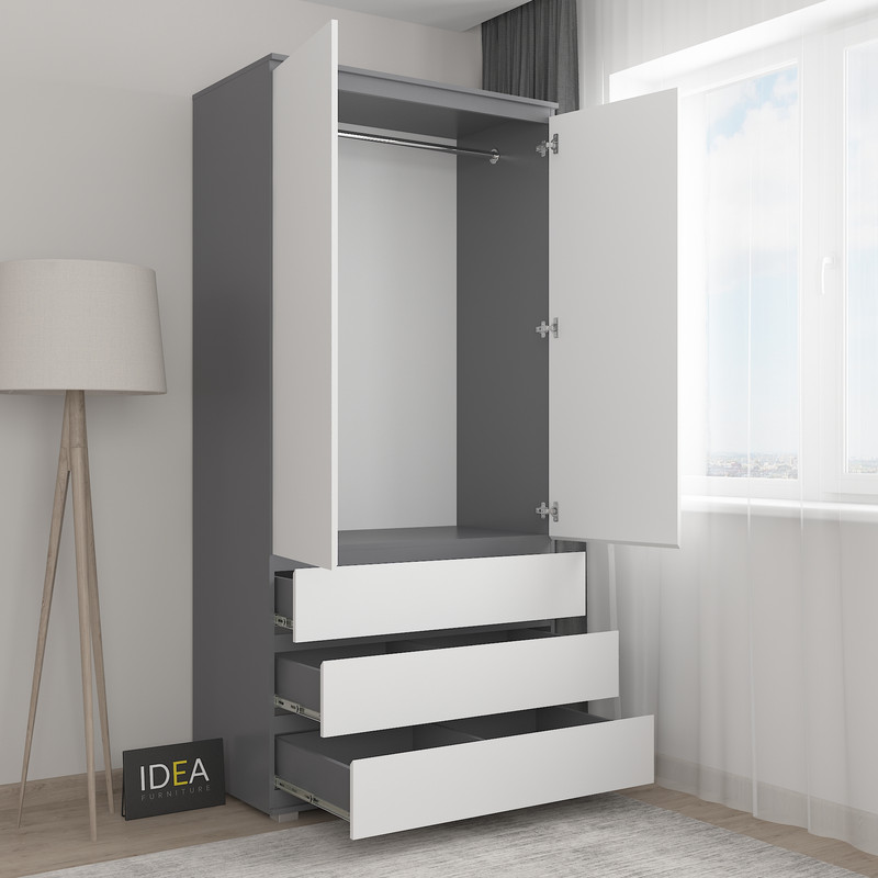 Шафа зі штангою без ручок Б-2 Антрацит - Білий