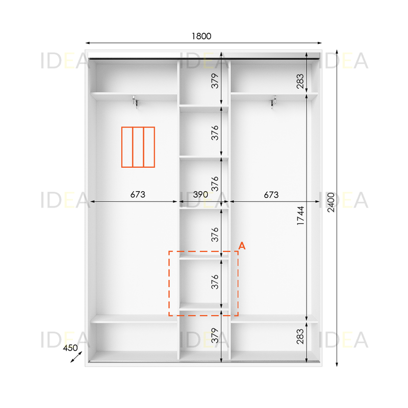 Шафа-купе IDEA серія 2 180 x 45 x 240 см Білий