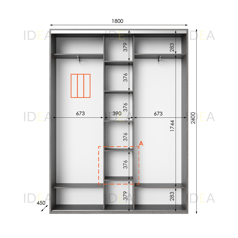 Шафа-купе IDEA серія 2 180 x 45 x 240 см Венге темний дзеркало