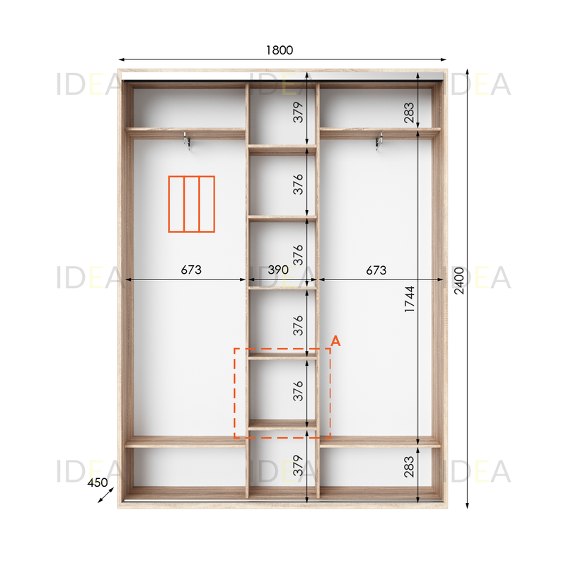 Шафа-купе IDEA серія 2 180 x 45 x 240 см Дуб Сонома