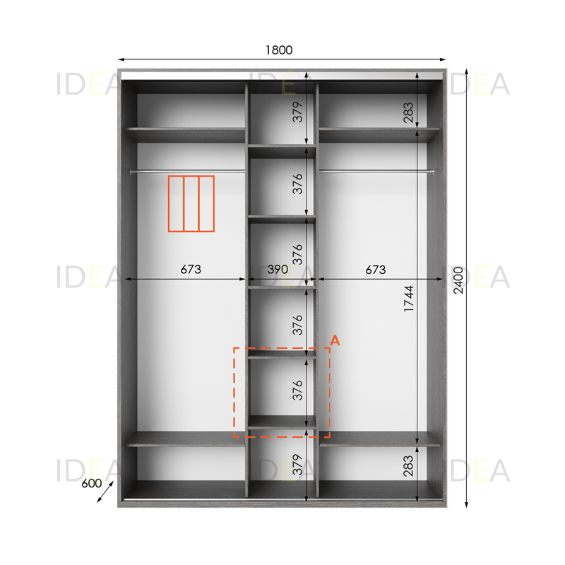 Шафа-купе IDEA серія 2 180 x 60 x 240 см венге темний