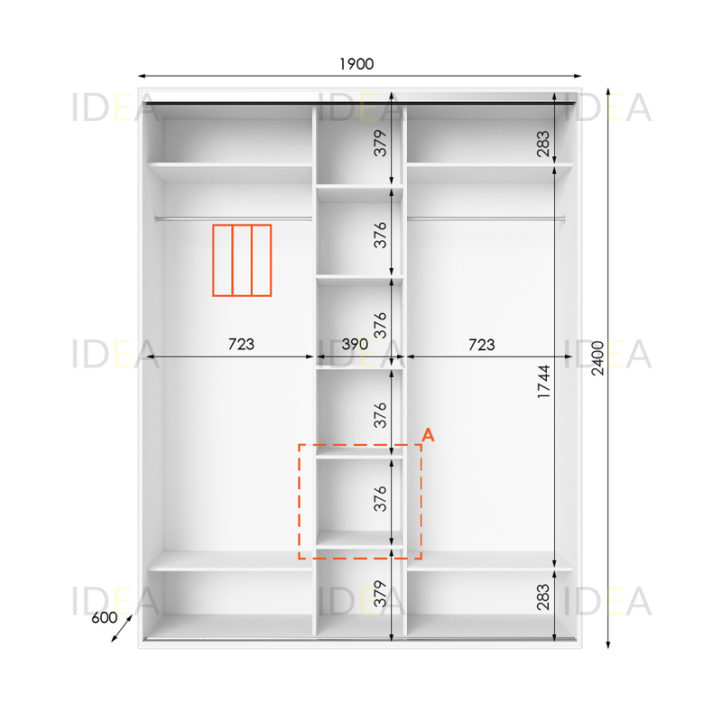 Шафа-купе IDEA серія 2 190 x 60 x 240 см Білий