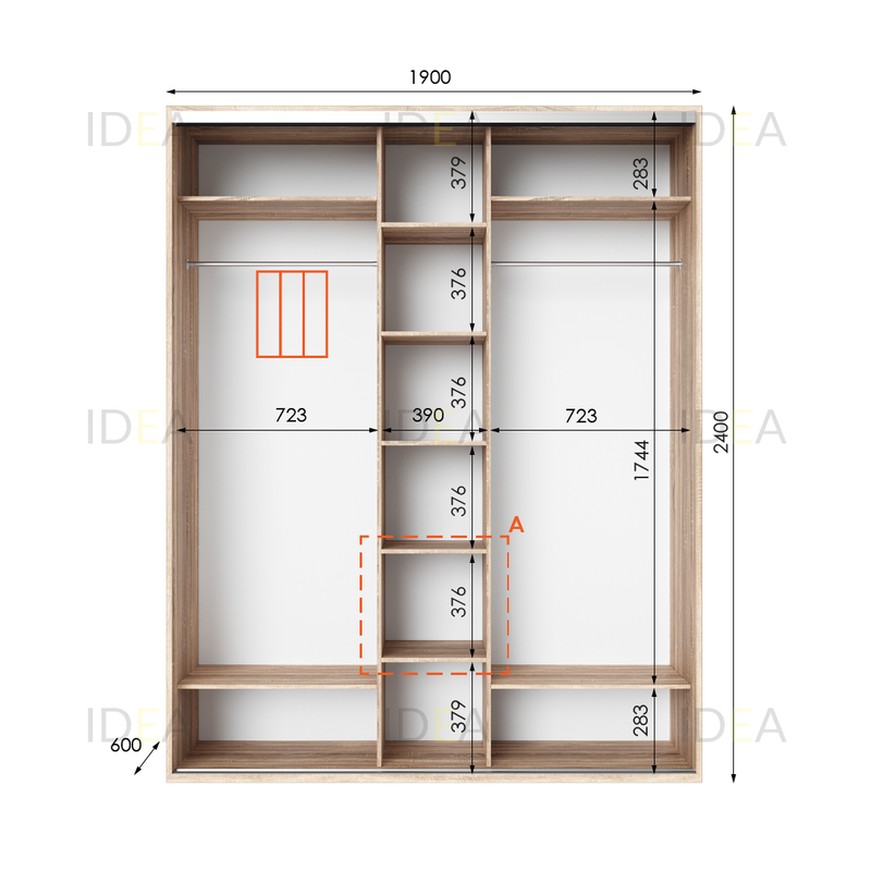 Шафа-купе IDEA серія 2 190 x 60 x 240 см Дуб сонома дзеркало