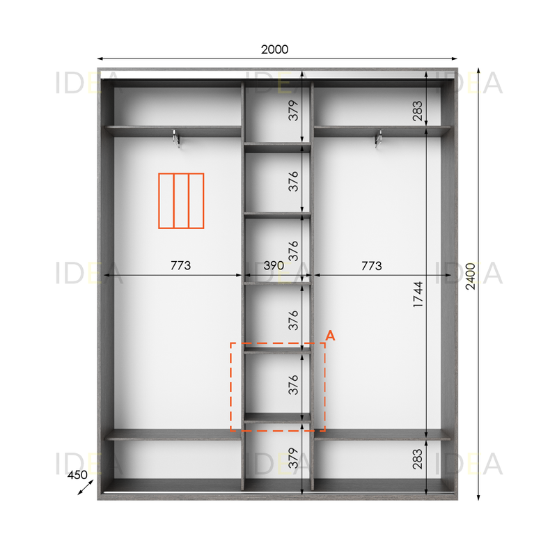 Шафа-купе IDEA серія 2 200 x 45 x 240 см венге темний