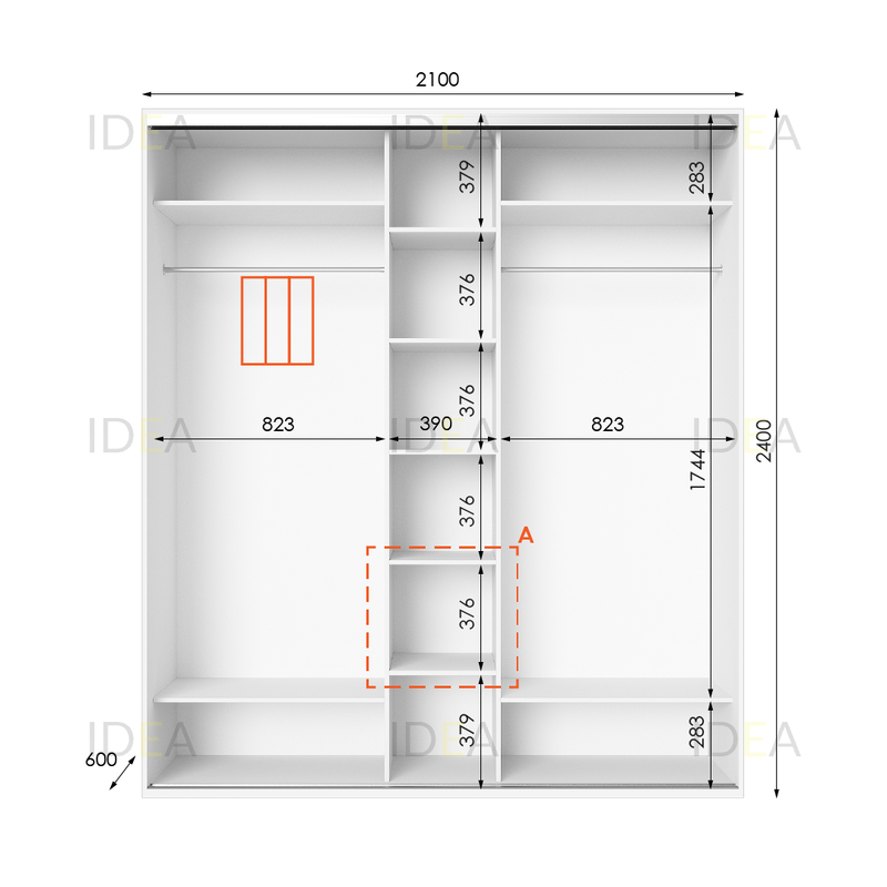 Шафа-купе IDEA серія 2 210 x 60 x 240 см Білий