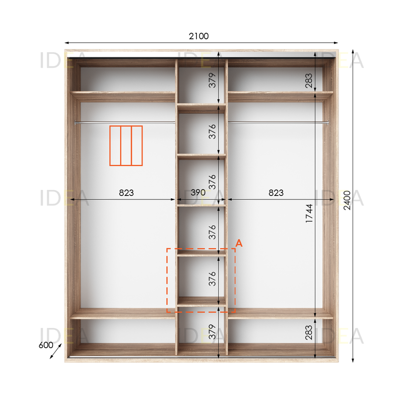 Шафа-купе IDEA серія 2 210 x 60 x 240 см Дуб сонома дзеркало