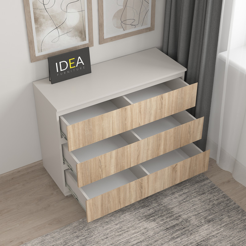 Комод на 3 шухляди без ручок Б-4.1 Кашемір - Дуб Сонома