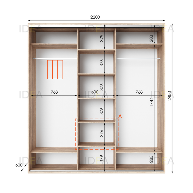 Шафа-купе IDEA серія 2 220 x 60 x 240 см Дуб Сонома