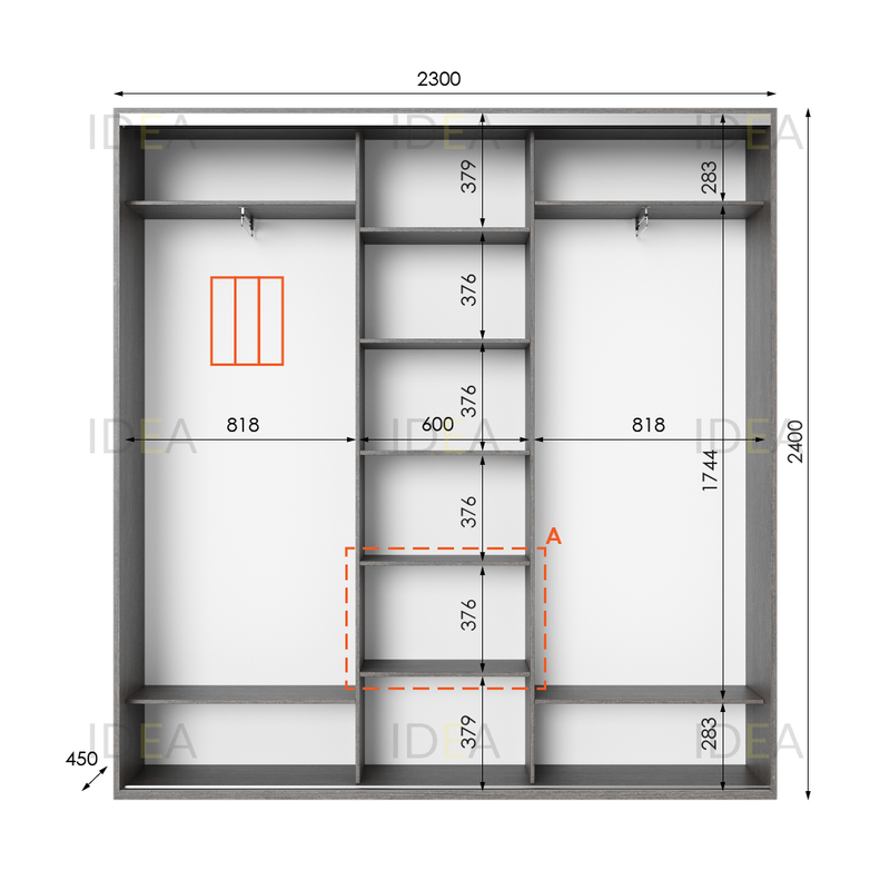 Шафа-купе IDEA серія 2 230 x 45 x 240 см венге темний