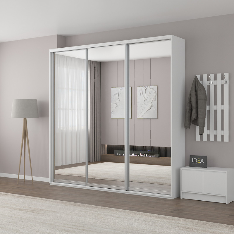 Шафа-купе IDEA серія 2 240 x 60 x 240 см Білий дзеркало