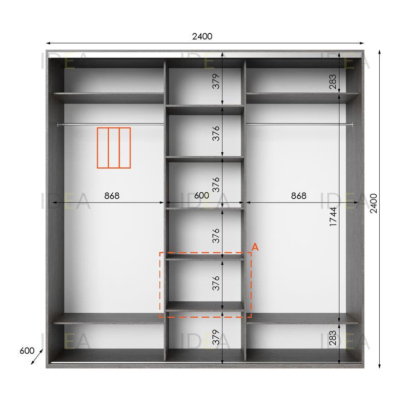 Шафа-купе IDEA серія 2 240 x 60 x 240 см венге темний