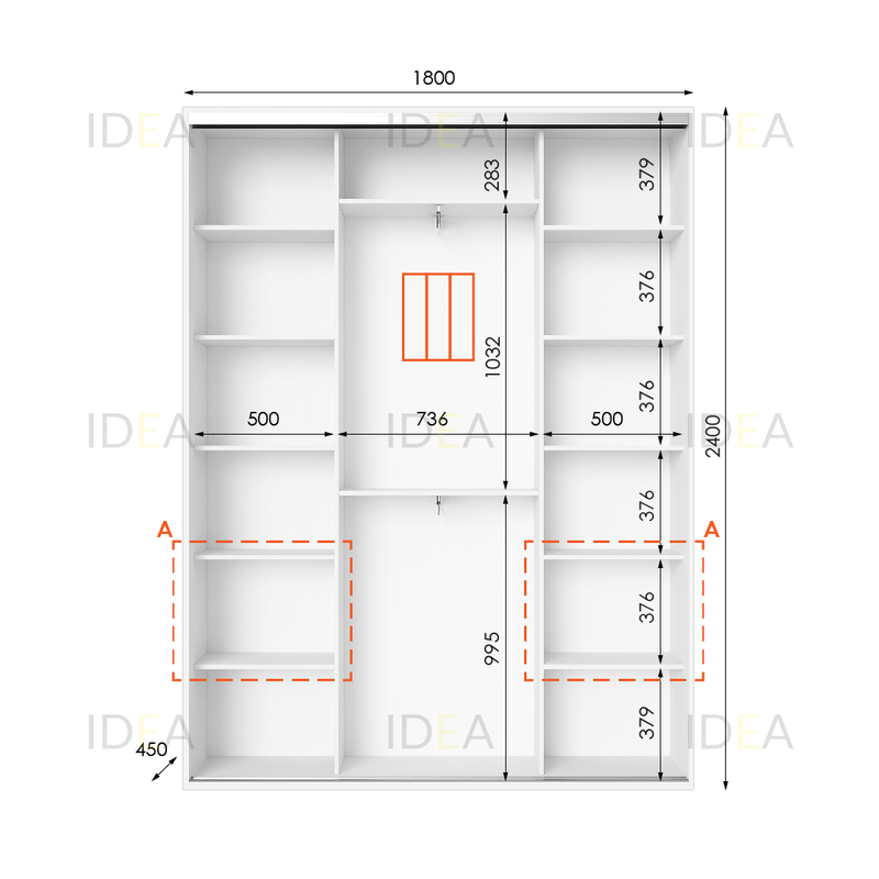 Шафа-купе IDEA серія 3 180 x 45 x 240 см Білий