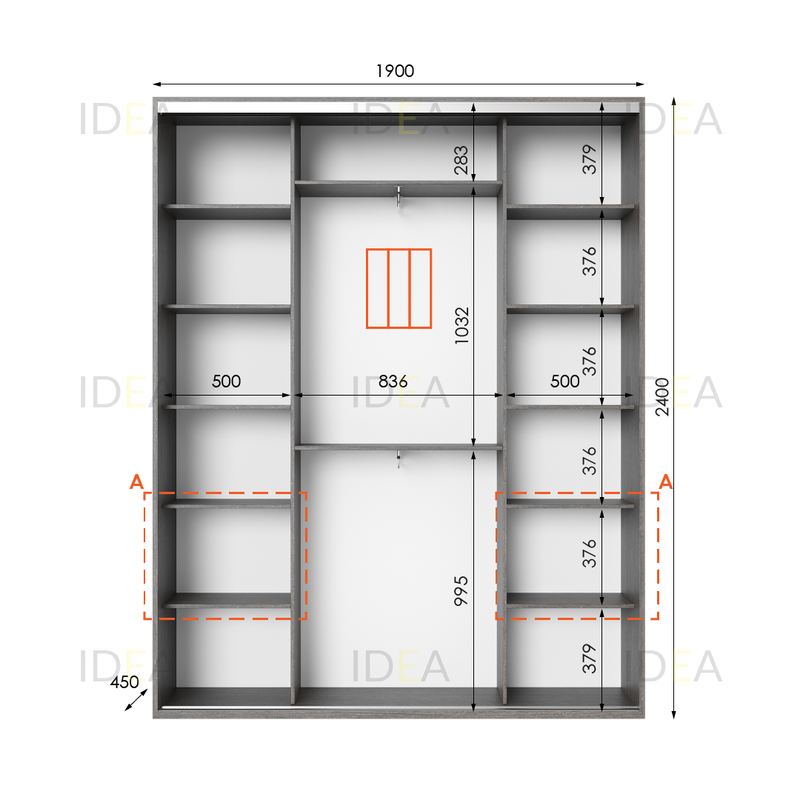 Шафа-купе IDEA серія 3 190 x 45 x 240 см Венге темний дзеркало