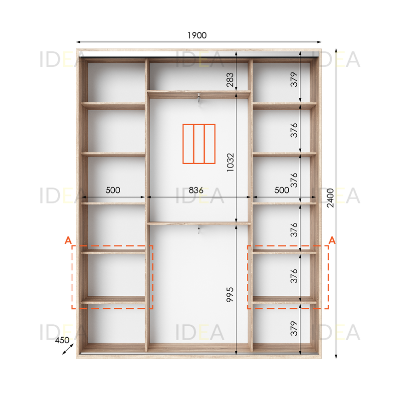 Шафа-купе IDEA серія 3 190 x 45 x 240 см Дуб Сонома