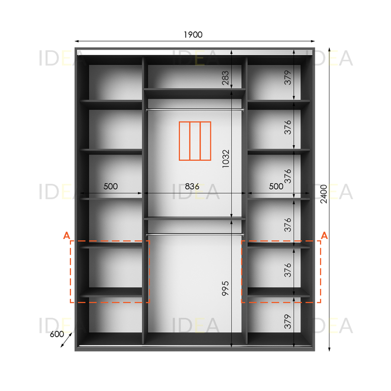 Шафа-купе IDEA серія 3 190 x 60 x 240 см Антрацит