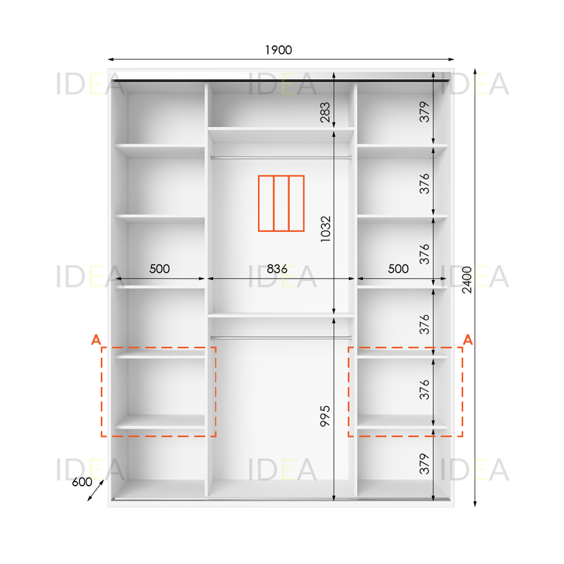 Шафа-купе IDEA серія 3 190 x 60 x 240 см Білий
