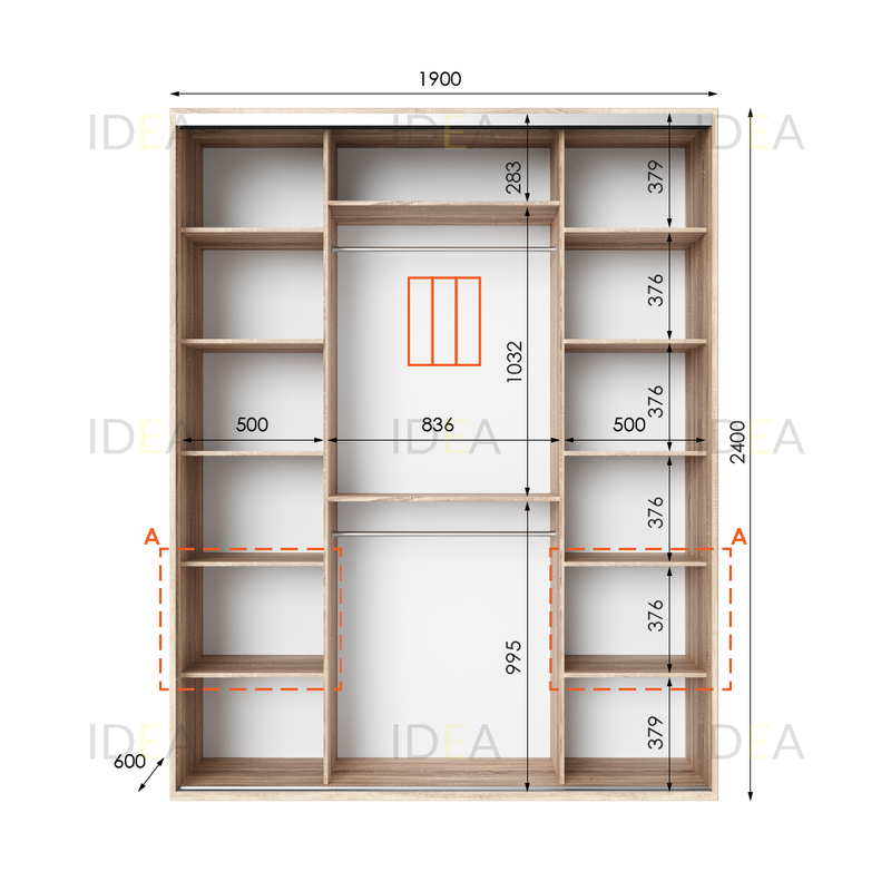 Шафа-купе IDEA серія 3 190 x 60 x 240 см Дуб Сонома