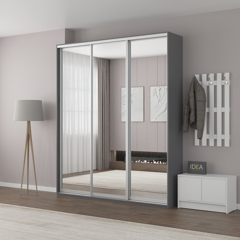 Шафа-купе IDEA серія 3 200 x 60 x 240 см Антрацит дзеркало