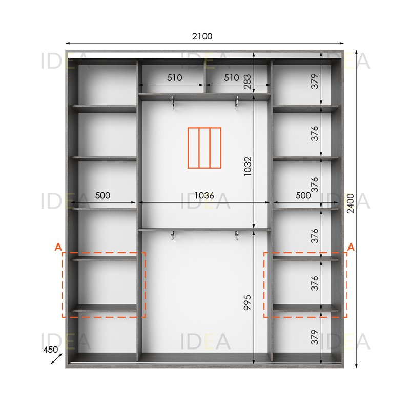 Шафа-купе IDEA серія 3 210 x 45 x 240 см венге темний