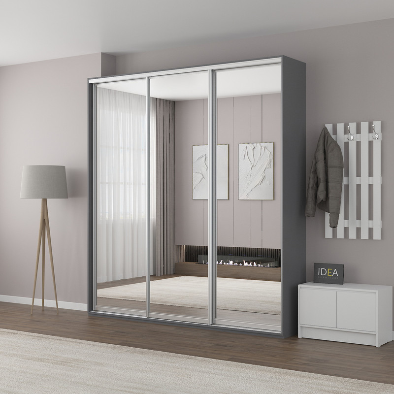Шафа-купе IDEA серія 4 220 x 45 x 240 см Антрацит дзеркало