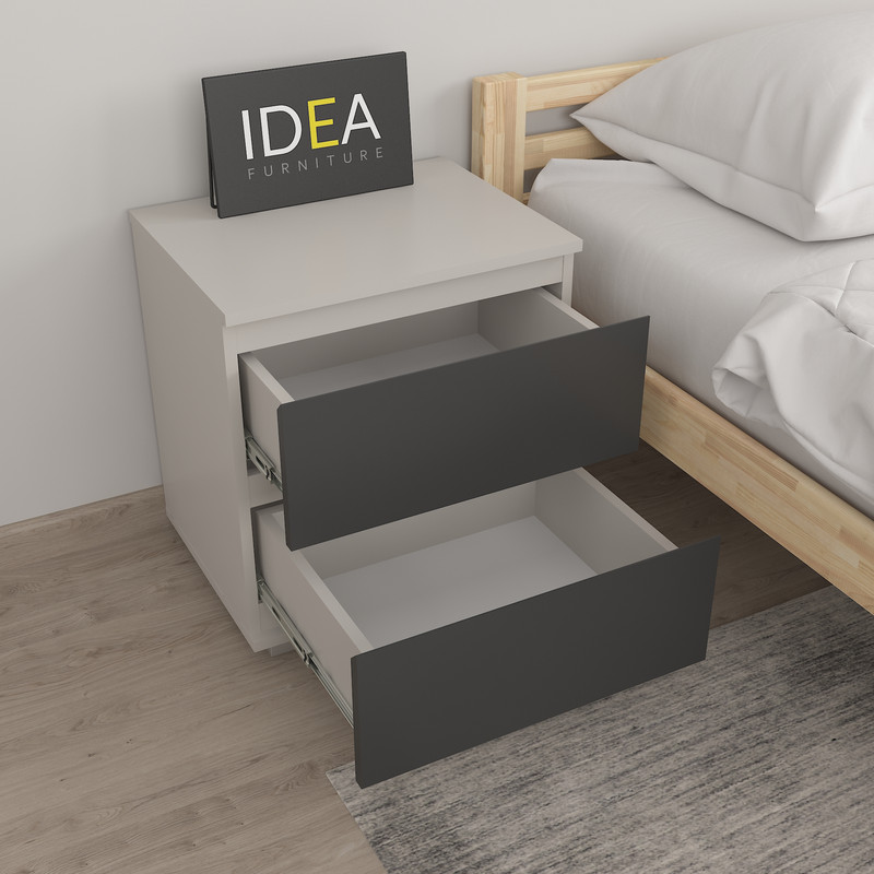 Приліжкова тумба на 2 ящика без ручок Б-7.1 Кашемір - Антрацит