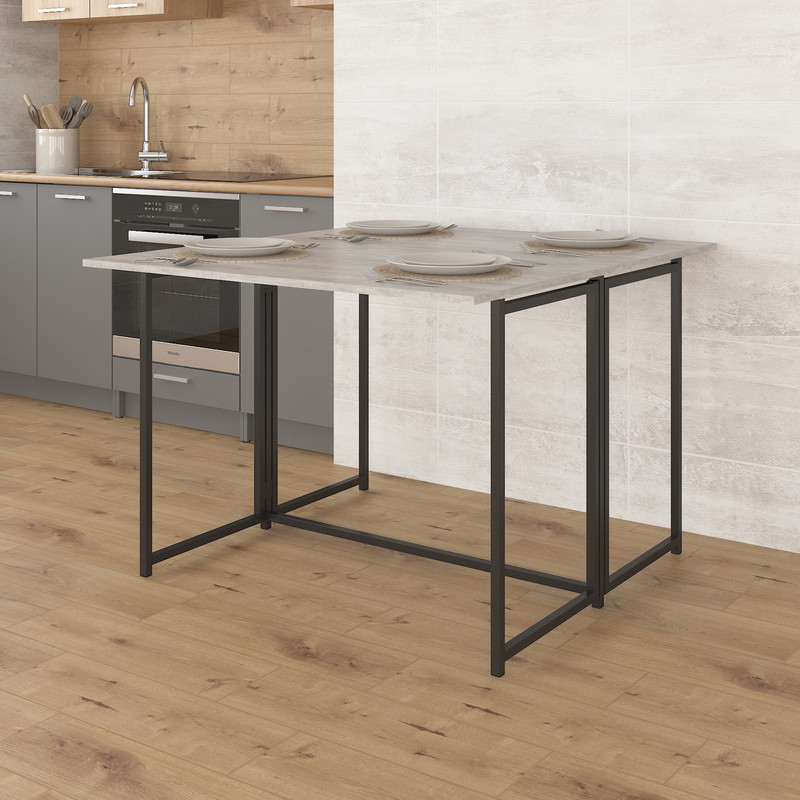 Стіл розкладний Д-41 на дві сторони 756х1375х1044  бетон - чорний