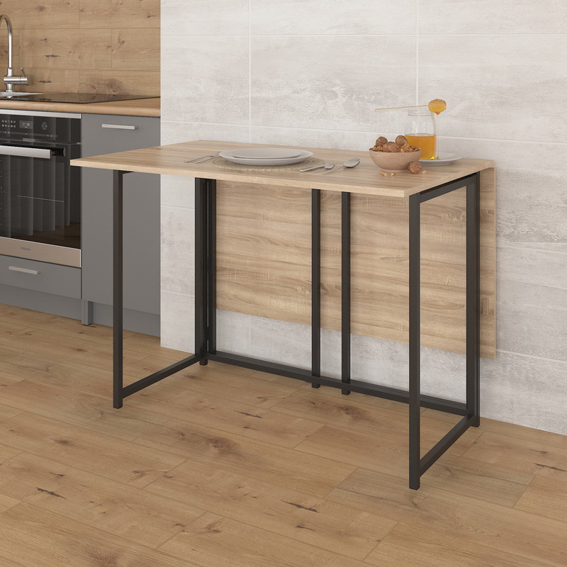 Стіл розкладний Д-41 на дві сторони 756х1375х1044  дуб сонома -чорний