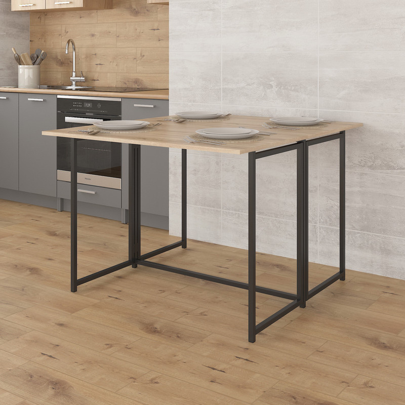 Стіл розкладний Д-41 на дві сторони 756х1375х1044  дуб сонома -чорний