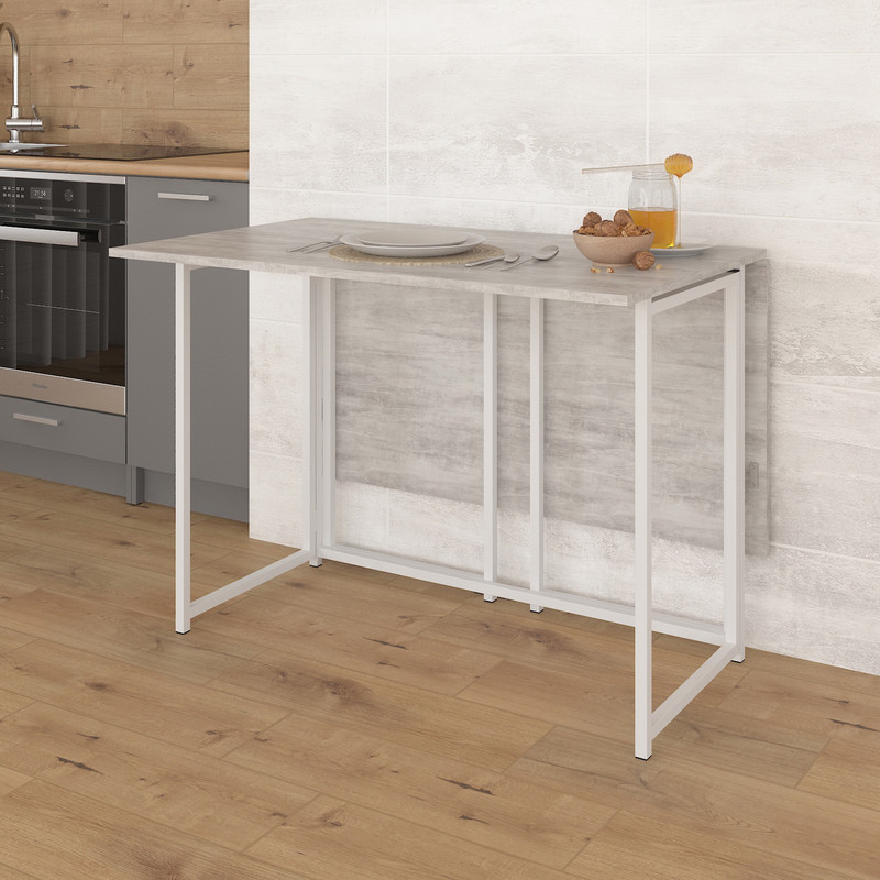 Стіл розкладний Д-41 на дві сторони 756х1375х1044  бетон-білий