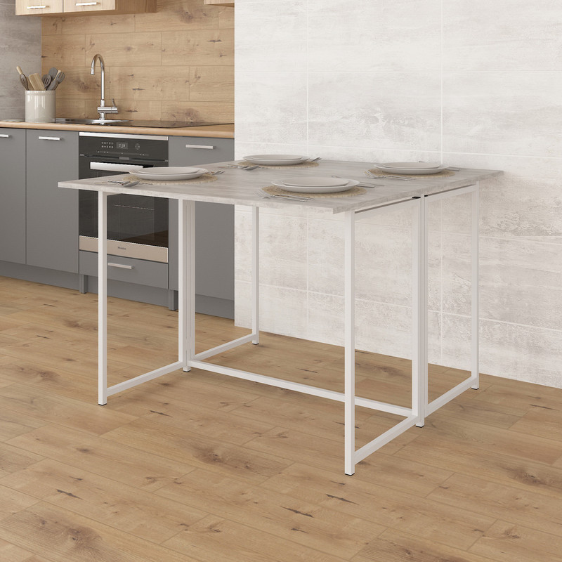 Стіл розкладний Д-41 на дві сторони 756х1375х1044  бетон-білий